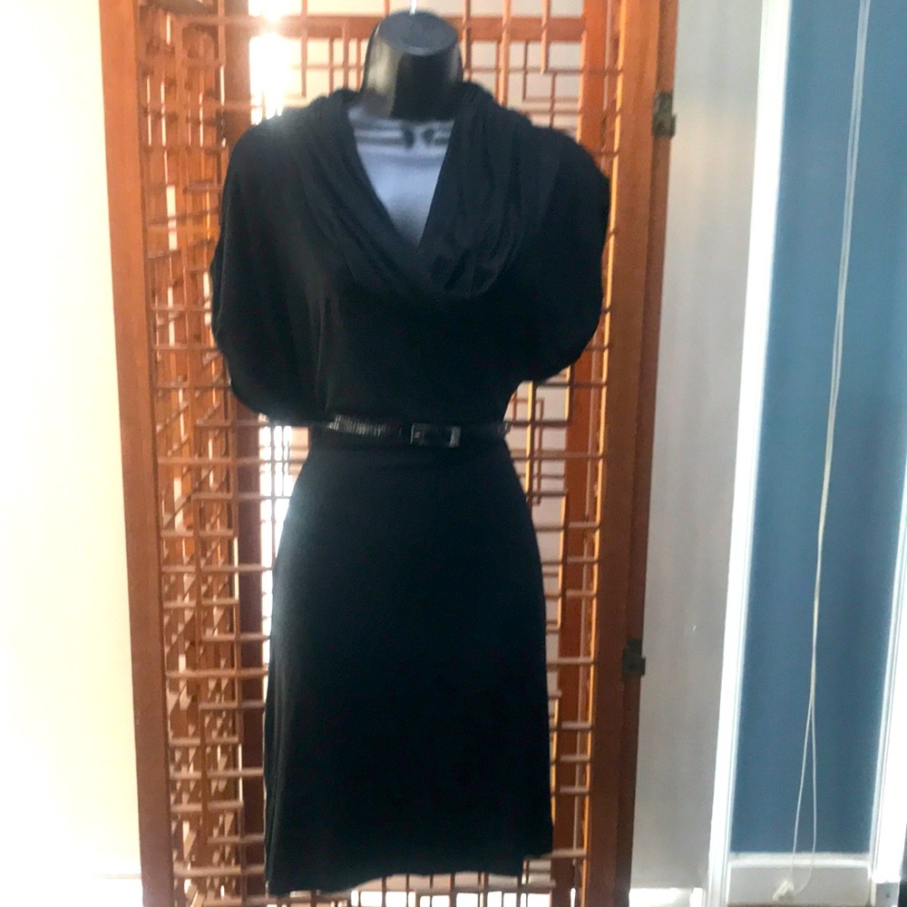 Geri C black dress with cowl neck size L.